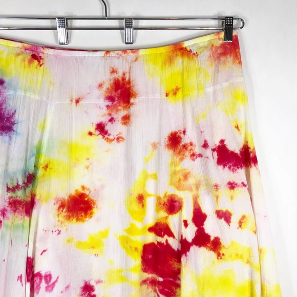 Ruby Rd Womens Plus Size 22W Skirt Tie Dye Ruby Jewel Midi Pink Yellow 1032 - Picture 3 of 11